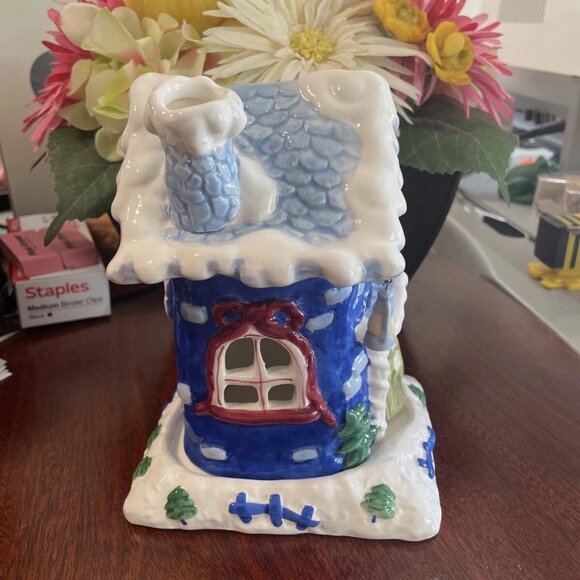 Target Christmas Cottage Tealight Candle Holder, Blue & White - Picture 4 of 9